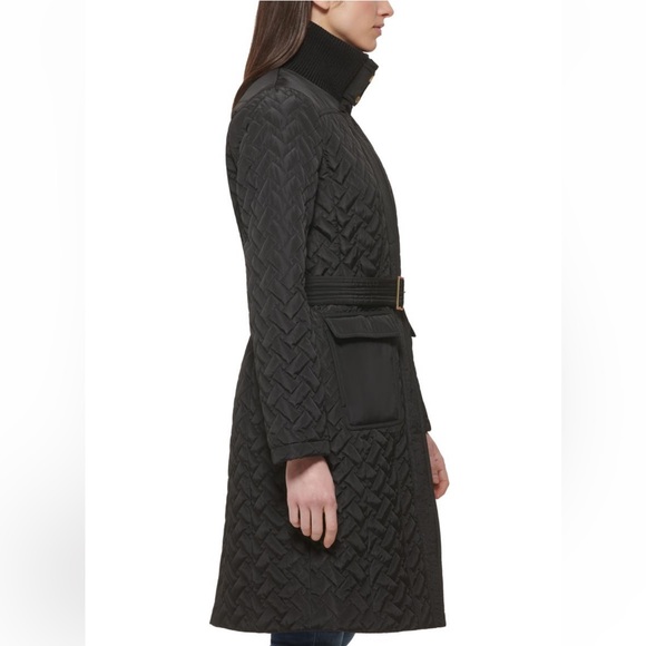 𝐂𝐨𝐥𝐞 𝐇𝐚𝐚𝐧 Signature Quilted Water Resistant Belted Jacket Size Medium - Picture 2 of 11